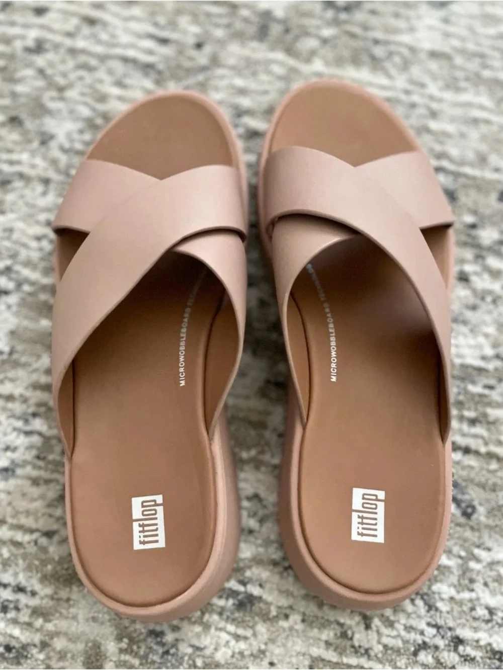 Fitflop Blush Nude Crossover Slide Sandals